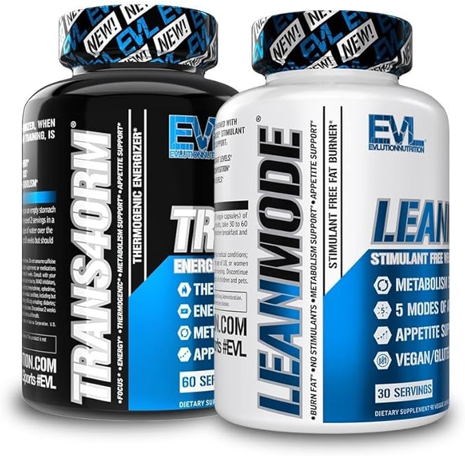 EVL Weight Loss Support Stack - Trans4orm Thermogenic Fat Burner & Metabolism Support Pills with Green Coffee Bean Extract and Forskolin Plus LeanMode Non-Stimulant