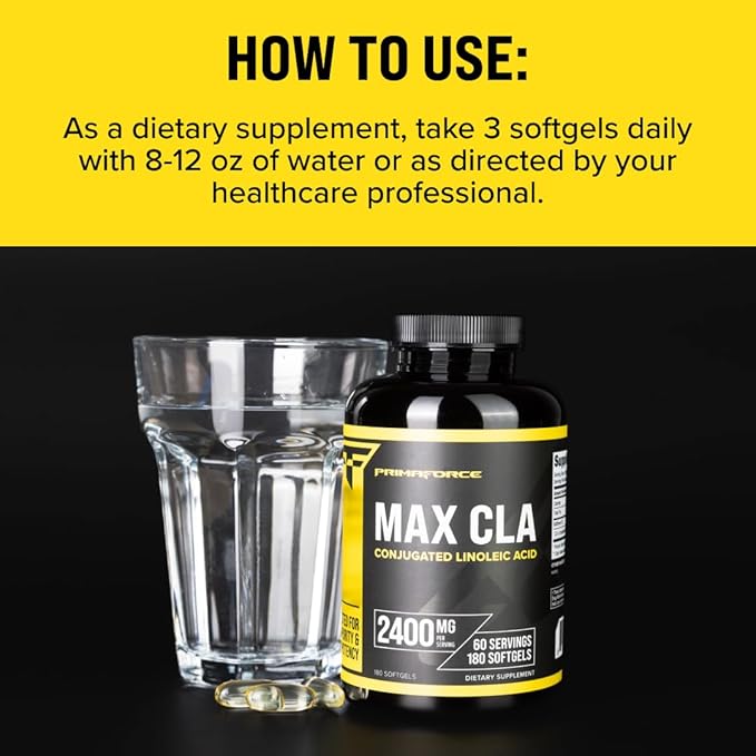Primaforce CLA 2400 mg per Serving (180 softgels) - Max CLA - for Men and Women, Non-Stimulating, GMO Free & Gluten Free