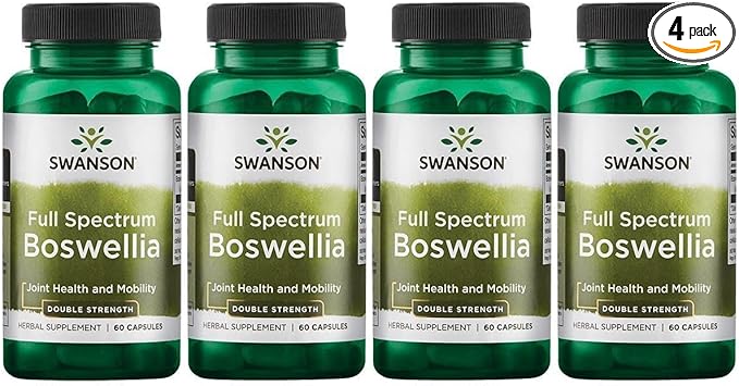 Swanson Double Strength Boswellia-Herbal Supplement Promoting Joint Support-Ayurvedic Herb for Joint Flexibility & Mobility Support-Made w/Boswellia Serrata Resin-(60 Capsules, 800mg Each) (4 Pack)