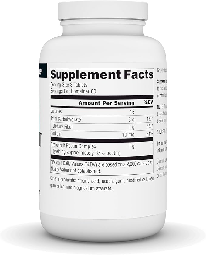 Source Naturals Grapefruit Pectin, Soluble Fiber - 1000 mg Dietary Supplement - 240 Tablets