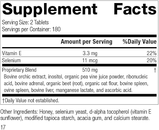 Standard Process Cataplex E - Whole Food RNA Supplement and Antioxidant with D-Alpha Tocopherol Vitamin E, Beet Root, Ascorbic Acid, Inositol, Selenium, and Honey - 360 Tablets