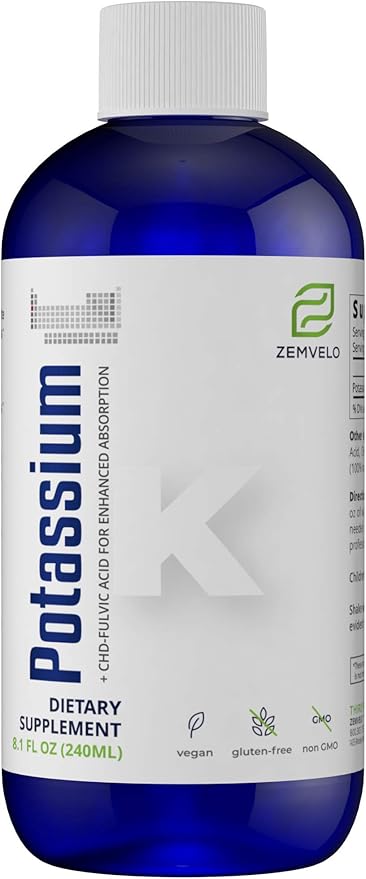 Liquid Ionic Potassium Citrate Supplement | Potassium Electrolyte | Support Healthy Heart | Healthy Gut pH Balance | Support Muscle Health | 8oz, 48 Day Supply