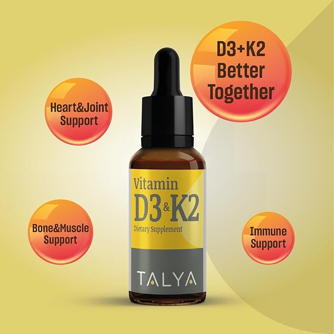 Vitamin D3 & K2 | Liquid Vitamin D3 with K2 Drops | 1000 IU | Immune Support - Helps Support Strong Bones & Healthy Heart | Non-GMO | Vegan | 60 Servings, 0.34 fl.oz