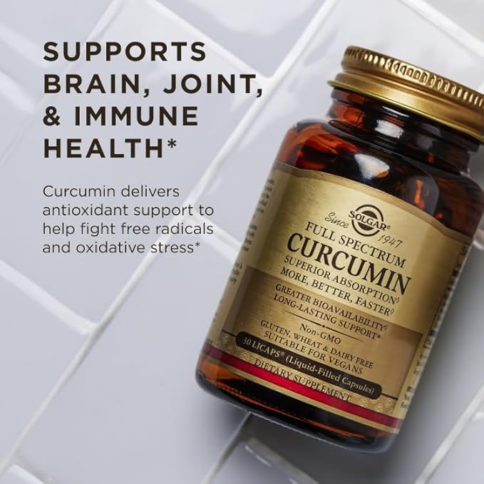 Solgar Full Spectrum Curcumin - 105 LiCaps - Superior Absorption - Brain, Joint & Immune Health - Vegan, Gluten-Free, Non-GMO, Dairy Free - 105 Servings