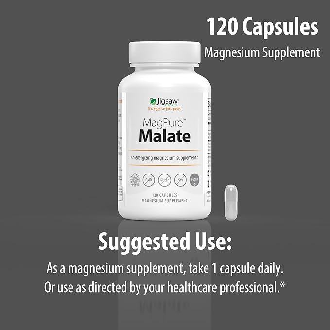 Jigsaw Health MagPure Malate | Premium Magnesium Malate Capsules | 120 Capsules