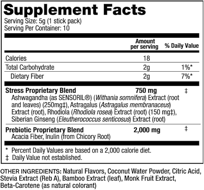 Stress Support Calm Drink Mix Supplement to Help Energy, Mood, & Balance Cortisol Levels, Relaxation Natural Adaptogenic Herbal Calm Powder Mix 24 Pack