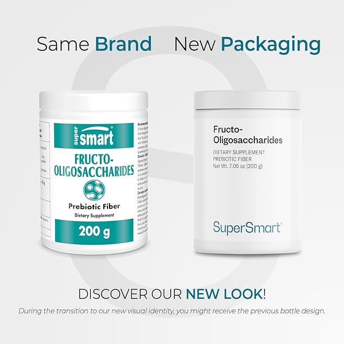 Supersmart - Fructo Oligosaccharides Powder (Prebiotics FOS) - Oligofructose Inulin - Fiber Supplement - Intestinal Flora & Gut Health - Digestive Support | Non-GMO & Gluten Free - 200 g