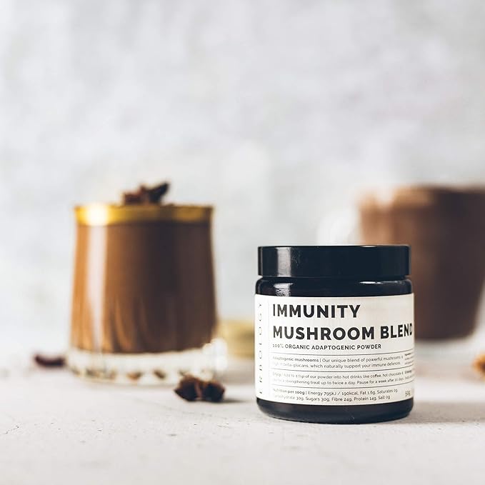 Erbology Organic Immunity Mushroom Complex 50 Servings - High in Beta-glucans - Reishi, Cordyceps, Lion's Mane, Turkey Tail - Sustainably Grown in Europe - Vegan - Non-GMO - No Added Fillers