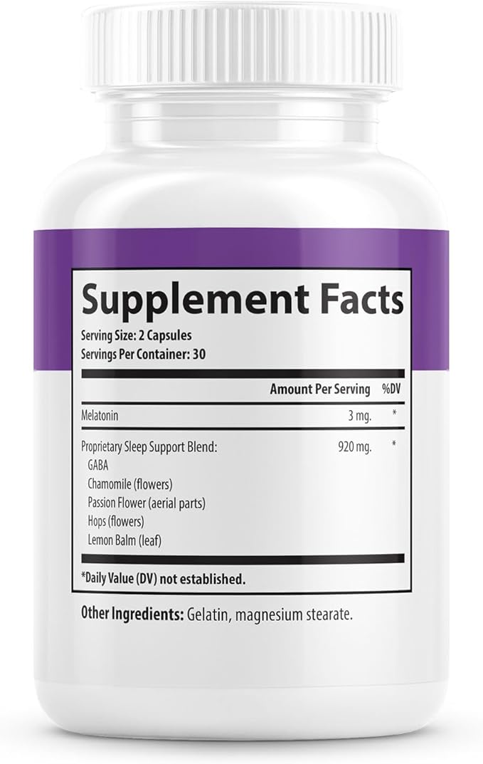 Slēpē Sleep Aid Supplement with Melatonin, GABA, Chamomile Flowers, Passion Flower, Hops, Lemon Balm - Natural Sleep Supplement for Adults for Restful Sleeping