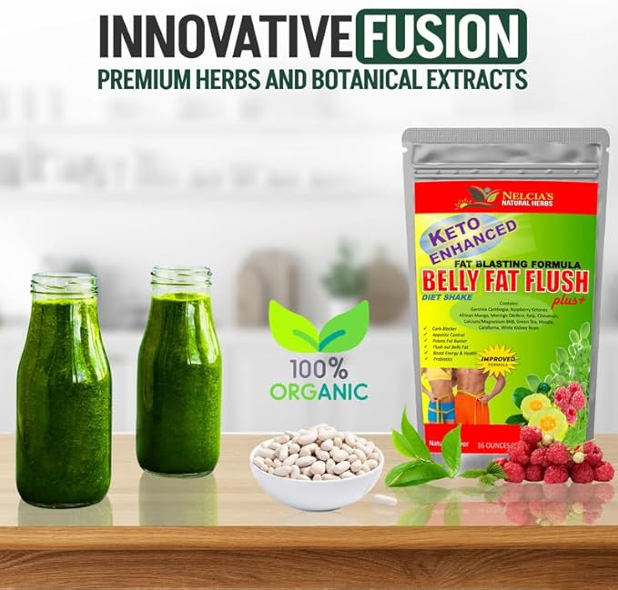 NELCIA'S NATURAL HERBS Belly Fat Burner for Men & Women | Probiotics & Appetite Suppressant for Weight Loss Supplement Powder| Metabolism Booster Raspberry Ketones, Green Tea|16 oz 30 Servings