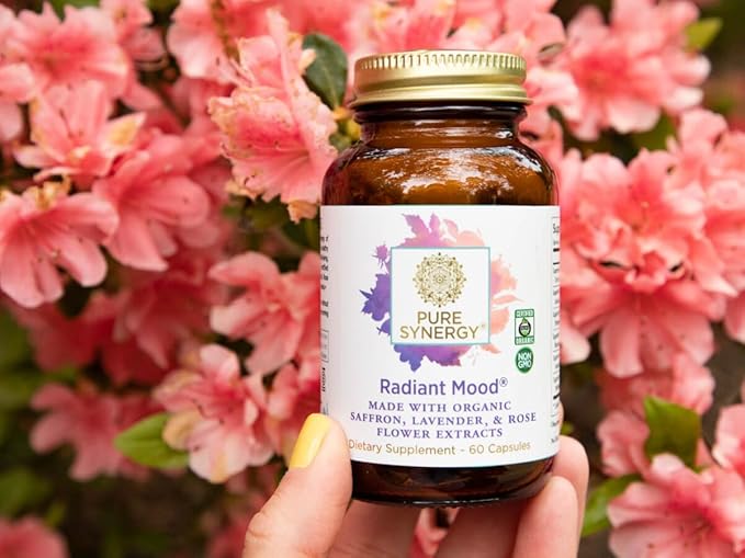 Pure Synergy Radiant Mood | Natural Mood and Sleep Supplement with Organic Saffron | with Saffron, Lemon Balm, and Magnolia Bark | for Sleep, and Stress Support (60 Capsules)