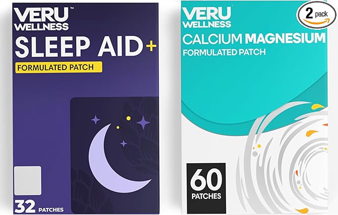 Veru Wellness Duo Lifestyle Patches - Melatonin, Magnesium - Self Adhesive Time Release Topical Patch, 8-10 Hours (32 Day Supply)