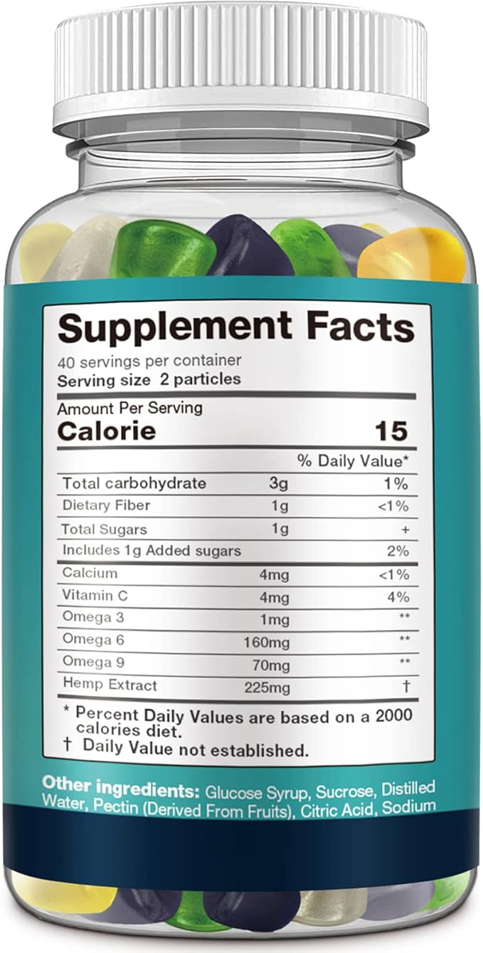 3 Packs Hemp Gummies Extract Strengthen High Potency - Natural Hemp Oil CO2 Extract Sugar Free Made in US