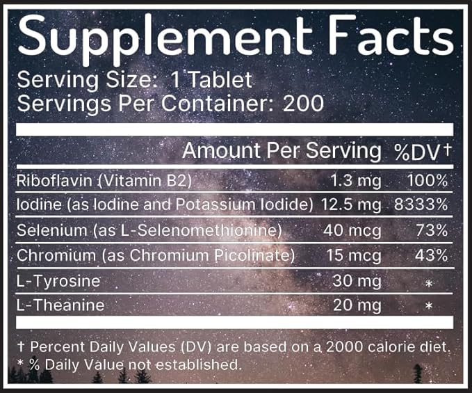 Zen Haus 12.5 mg with Selenium (as Selenomethionine) and More - 200 Tablets - Thyroid Plus Immune Support - High Potency Iodine Tablets - Compare to Lugol's Iodine Pills