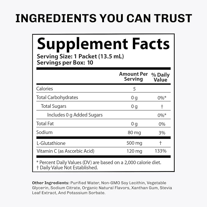 Aurora Nutrascience Micro-Liposomal Liquid Glutathione, Immune & Antioxidant Gut Health Support Supplement, 500 mg per Serving, Gluten Free, Non-GMO, Sugar-Free, 10 Single-Serve Packets