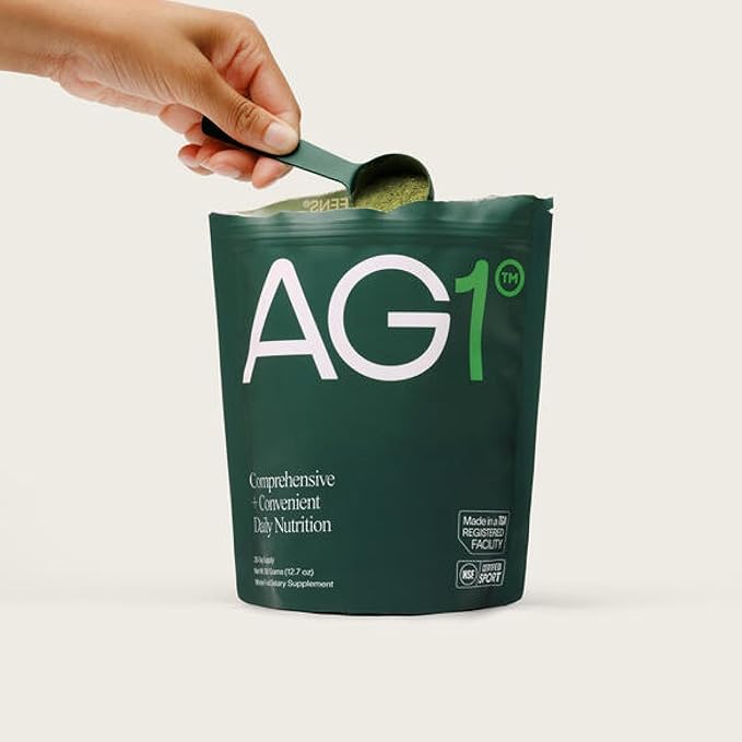 AG1 Greens Powder Supplement | Improve Gut Health | Multivitamin, Probiotic, Gluten Free, Vegan and Keto Friendly | 75 Vitamins (Athletic Greens) - 2 Pack (30 Servings Per Pouch)