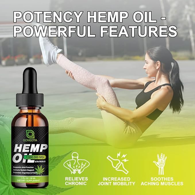 (4-Pack) High Potency Hemp Oil - 1,000,000 Maximum Strength - Helps Relaxation, Stress, Calming, Sleep - Organic Hemp Oil Extract - Vegan, Immunization Support, Non-GMO