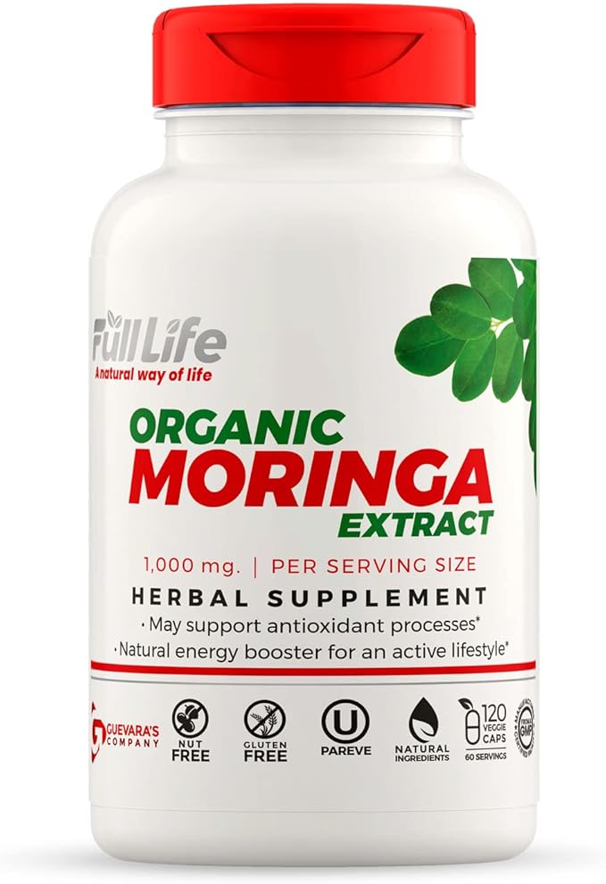 Full Life Hydrolyzed Collagen and Moringa Oleifera Capsules - Dietary Supplements - Bovine Collagen Pills for Women and Men, Gluten-Free - Veggie Capsules