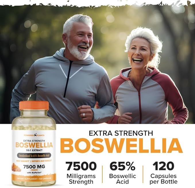 Boswellia Serrata 10:1 Extract – 7500mg Strength Equivalent | Joint Support, Mobility & Flexibility | High Potency with 65% Boswellic Acids | Vegan, Non-GMO, 120 Capsules