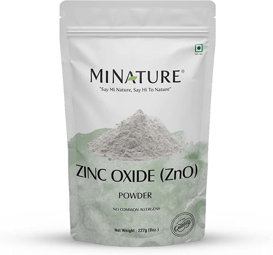 Mi Nature Zinc Oxide Powder 227g (8 oz) Zinc Monoxide| for Cosmetic Applications |for DIY Skincare and Hair Formulations| Non-Nano Cosmetic Grade Mineral Powder