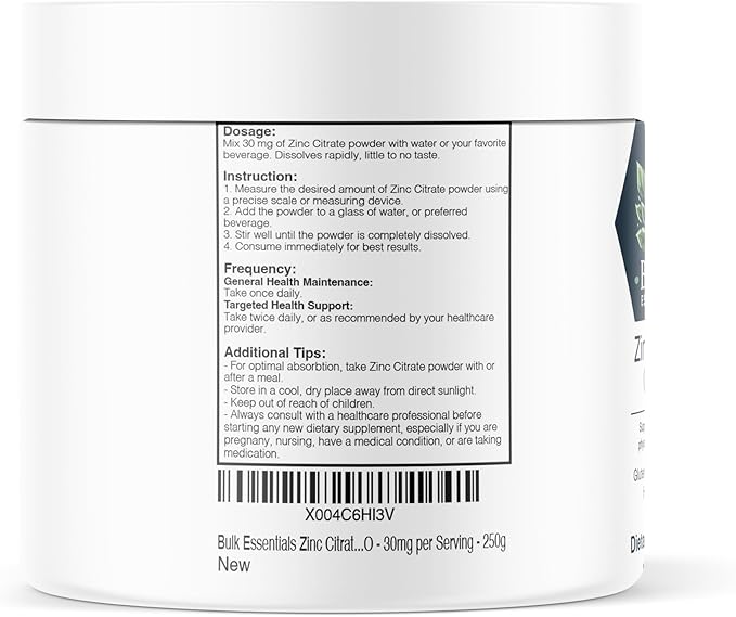 Zinc Oxide Powder - Zinc Oxide Supplement - Zinc Powder for Immune Support - Gluten Free - 50mg per Serving - 250g