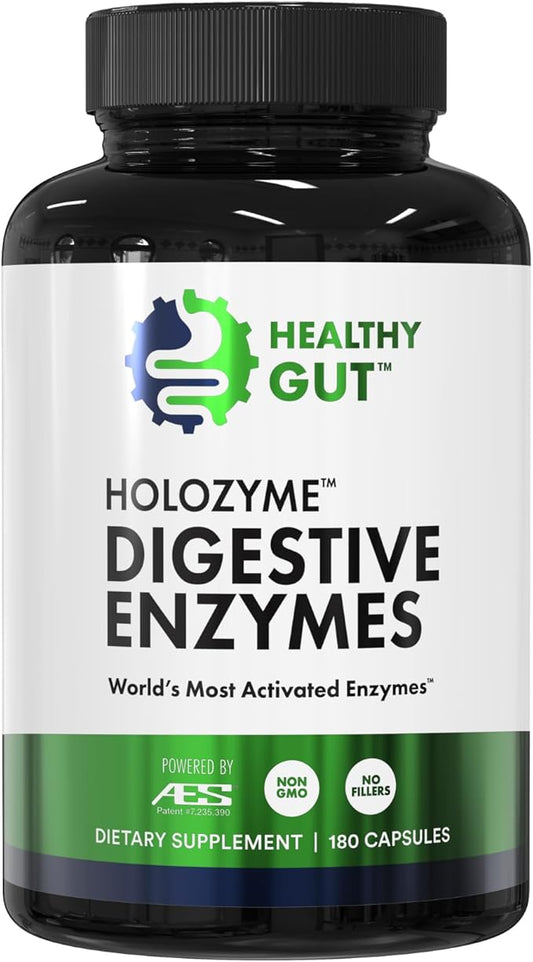 HoloZyme Max Strength Digestive Enzymes | Prevents Bloating, Gas, & Indigestion w/Protease, Amylase, Lipase, Lactase, and More | 90 Servings