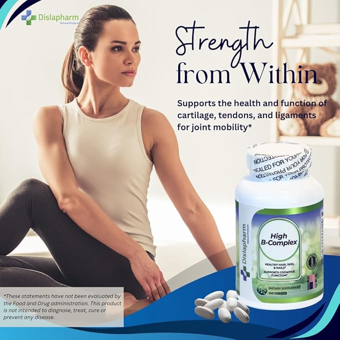 High B Complex Vitamins for Women with Riboflavin, Vitamin B2, B6, B12, B1, Vitamin B Complex Support Brain Health, Immune System, Hair, Skin & Nails Health, Bone, Joint & Energy Support - 100 Tablets