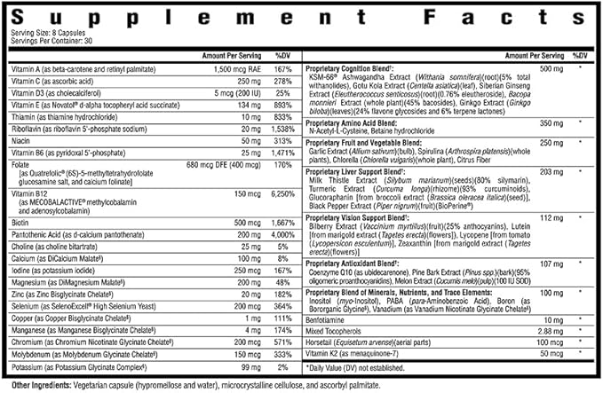 Seeking Health Optimal Multivitamin Plus, Active B Vitamins and L-5-MTHF, Riboflavin, B6, Bioavailable Folate and B12, CoQ10, Methylation Support, Vegetarian (240 Capsules)