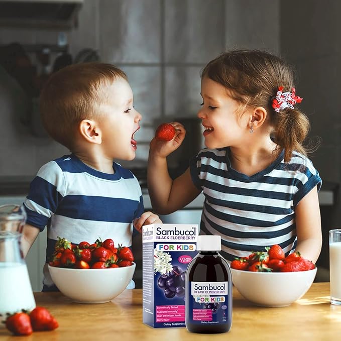 Sambucol Black Elderberry Syrup for Kids - Elderberry Extract, Elderberry Syrup, Black Elderberry for Kids & Toddlers, Sambucus Immune Support Supplement - 4 Fl Oz (Pack of 6)