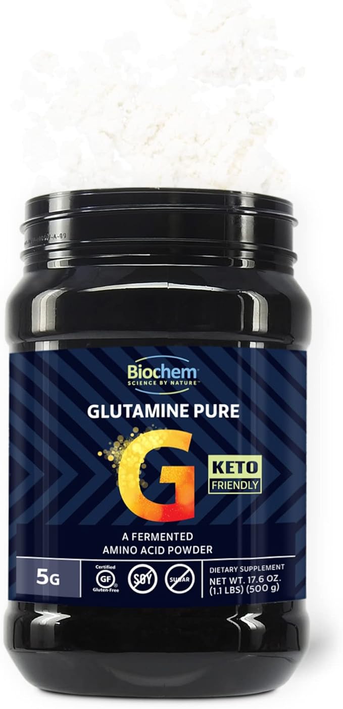 Biochem Glutamine Pure Powder - Pharmaceutical-Grade L-Glutamine for Post Workout Recovery - Vegan, Gluten-Free, Keto - Supports Muscle Tissue, Immune Health, Energy - 5g per Serving, 17.6 oz