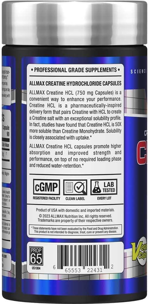 ALLMAX Essentials Creatine HCL, 750 mg, 90 Capsules