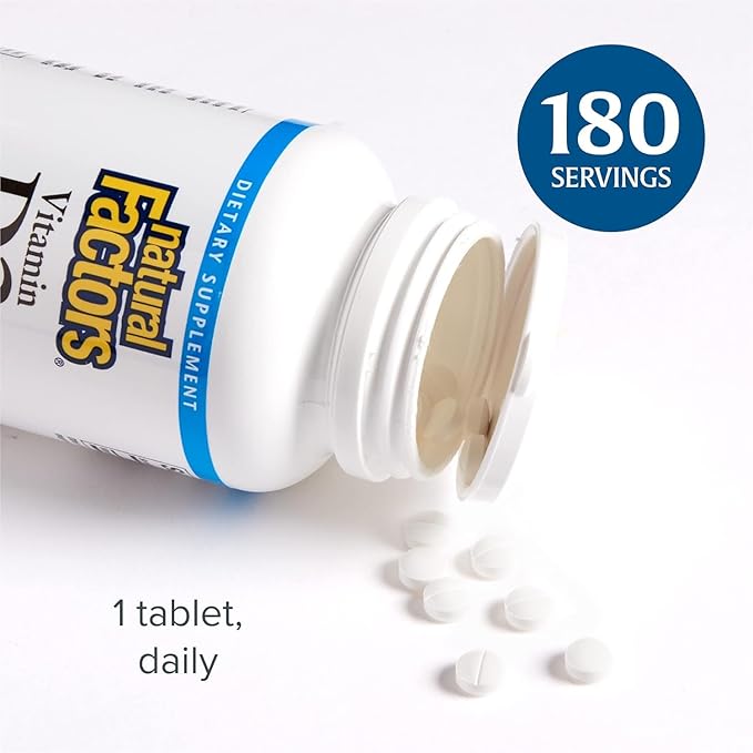 Natural Factors, Vitamin D3 1000 IU (25 mcg), Supports Strong Bones, Muscles and Immune Function, 180 Tablets