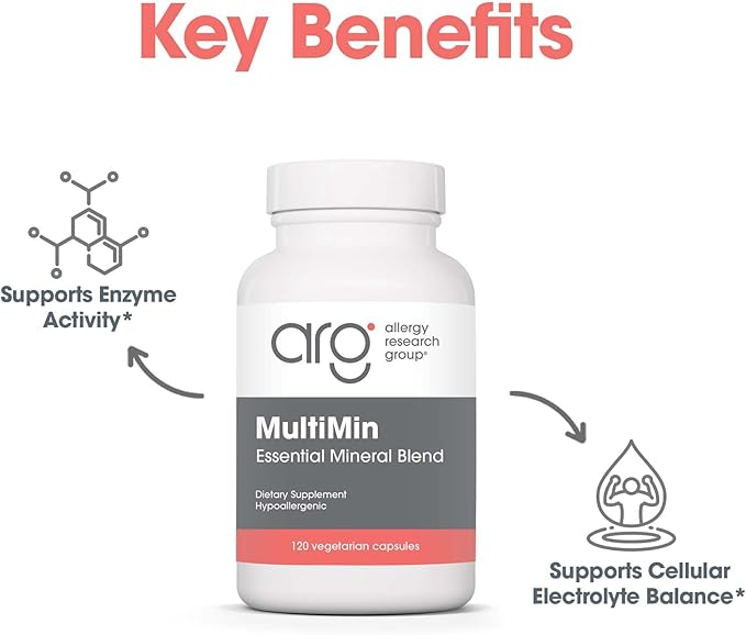Allergy Research Group MultiMin - Multi Minerals Supplement for Men and Women, Trace Minerals, Mineral Complex, Boron, Iron, Magnesium - 120 Count