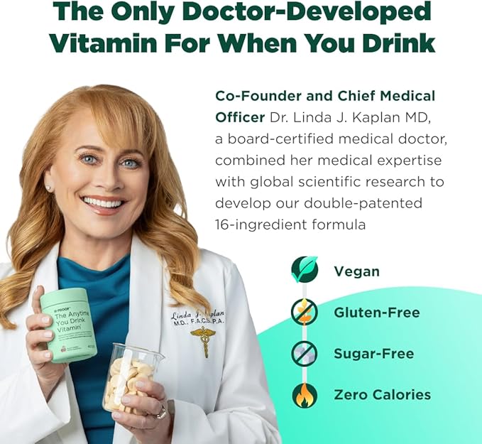 The Anytime You Drink Vitamin, Liver Health & Immunity Support with Electrolytes, Milk Thistle, and Vitamins B & C - 40 Chewable Tablets (20 Servings), Vegan, Lemonade