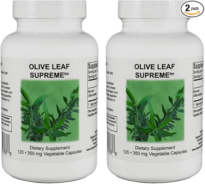 Supreme Nutrition Olive Leaf Supreme, 120 Pure Olive Leaf Vegetarian Capsules (Pack of 2)