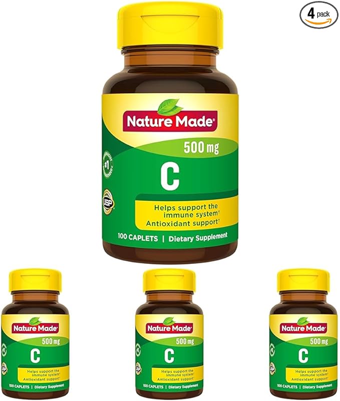 Nature Made Vitamin C 500 mg Caplets 100 Ct (Pack of 4)