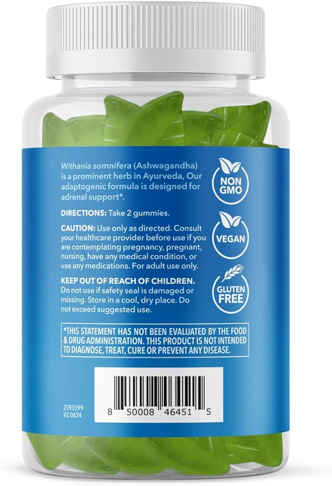 Ashwagandha Gummies for Stress & Mood Support - Vegan, Non-GMO Supplement for Calm & Relaxation - Withania Somnifera for Enhanced Sleep Quality & Emotional Balance - 1-Month Supply, Strawberry Flavor