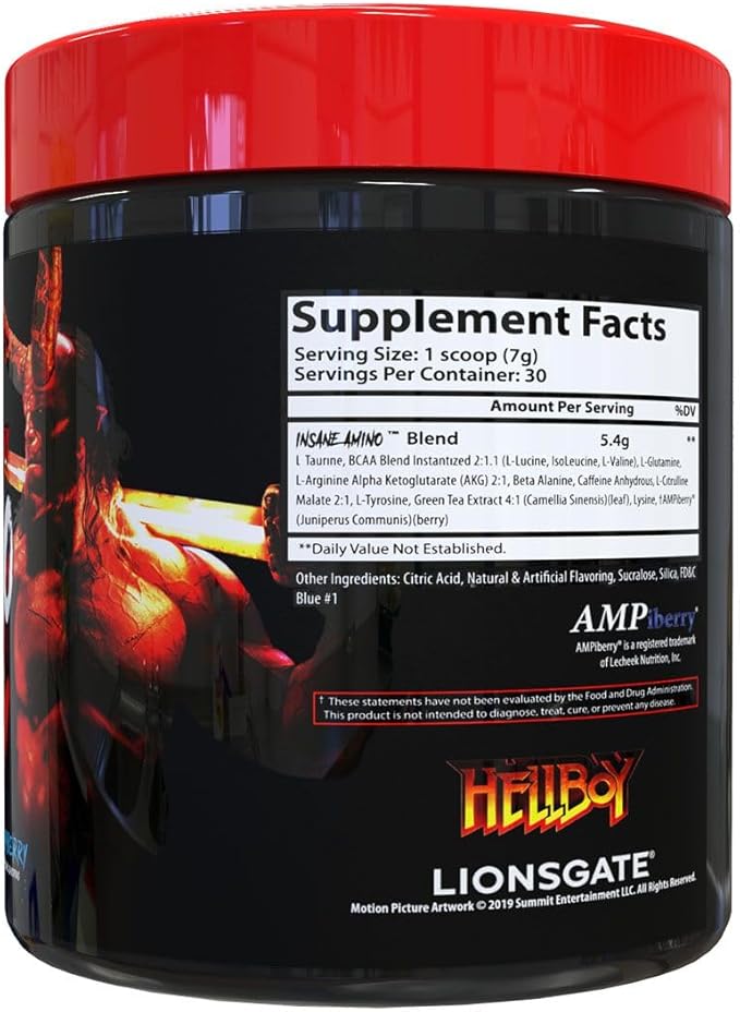 Insane Labz Hellboy Bundle, Psychotic Hellboy Pre Workout and Insane Amino BCAA, Increase Muscle Mass, Strength, Focus and Recovery Time, Blue Raspberry