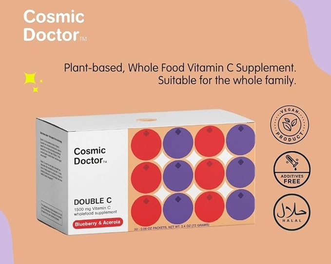 Double C 1500mg Vitamin C Supplement, Blueberry & Acerola, 30 Packets/Box