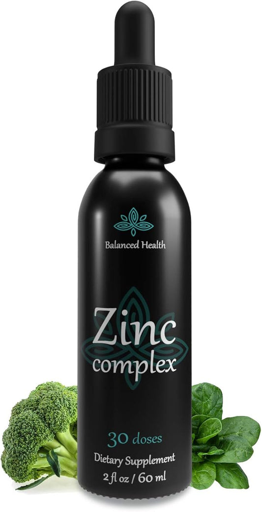 Zinc Complex - 30 Servings, 2oz, Peppermint Flavor, Vegan Liquid Ionic Zinc Sulfate Drops Plus Trace Minerals for Daily Immune System Support