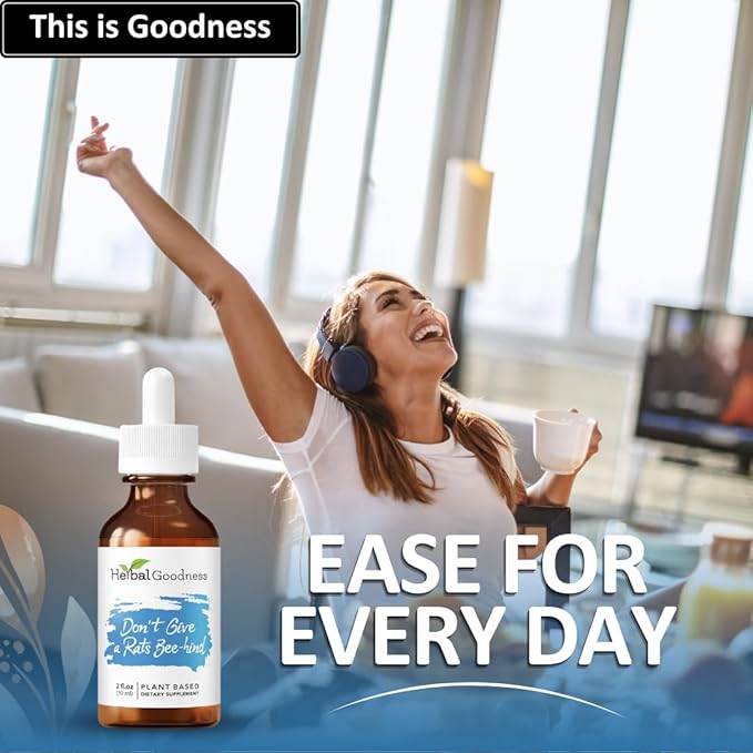 Herbal Goodness Don't Give a Rats Bee-hind - 2 Fl.oz - Calm Aid, Herbal Supplement, Kava Drops, Chamomile Supplement, Lemon Balm | Calming Supplements for Adults, Supports Relaxation