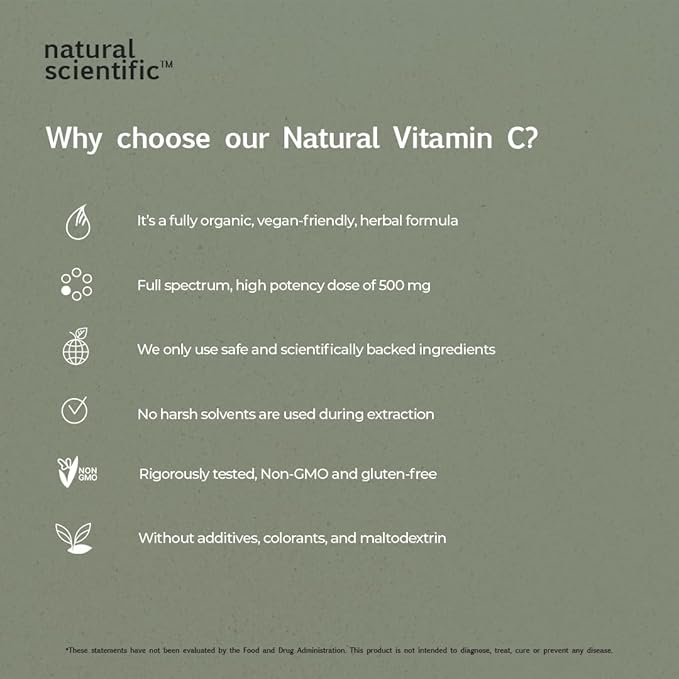 Vitamin C 500mg Supplement for Immune Support - from Organic Acerola Cherry - Vegan & Non-GMO - 45 Capsules, 15 Day Supply - Premium Dietary Supplement