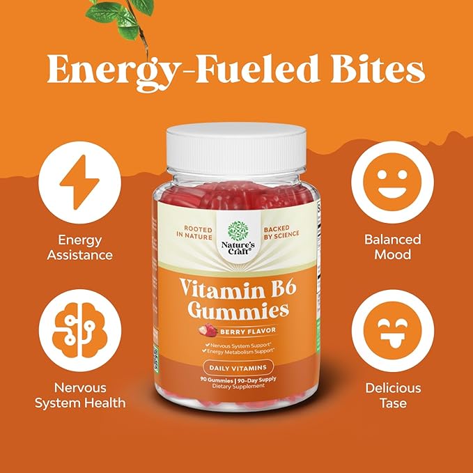 Potent Vitamin B6 Gummies for Adults - Vitamin B6 50mg Per Serving Gummy Vitamins for Women and Men for Immune Nerve and Mood Support - Vegan Kosher B6 Vitamins Gummies for Women and Men - 90 count