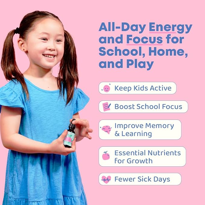 JoySpring Burst B12 Drops - Vitamin B Complex for Kids (2 fl oz) B2, B6, B5 + Methylcobalamin B12 Children Supplement to Support Healthy Growth & Development, Vegan B12, Ages 2-16+ | 60 Servings