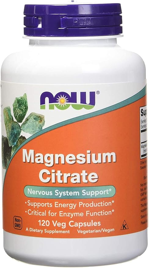 NOW Foods Magnesium Citrate 400 Milligram 120 Veg Capsules (Pack of 2)