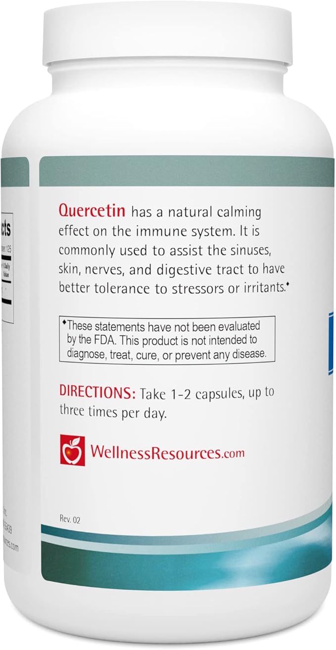 Wellness Resources Quercetin - Immune, Sinus and Allergy Support 1000mg per Serving - (250 caps/125 Servings) Vegan, Non-GMO