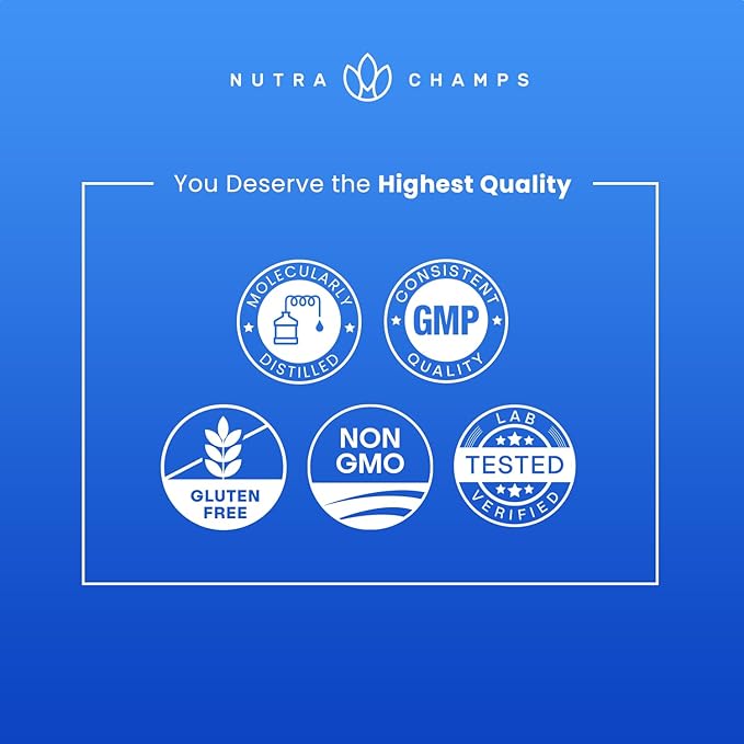 NutraChamps Omega 3 Fish Oil Supplements 3600mg with EPA & DHA, High Potency Omega 3 Supplement to Support Heart, Immune Health, 180 Natural Lemon Burpless Fish Oil Capsules