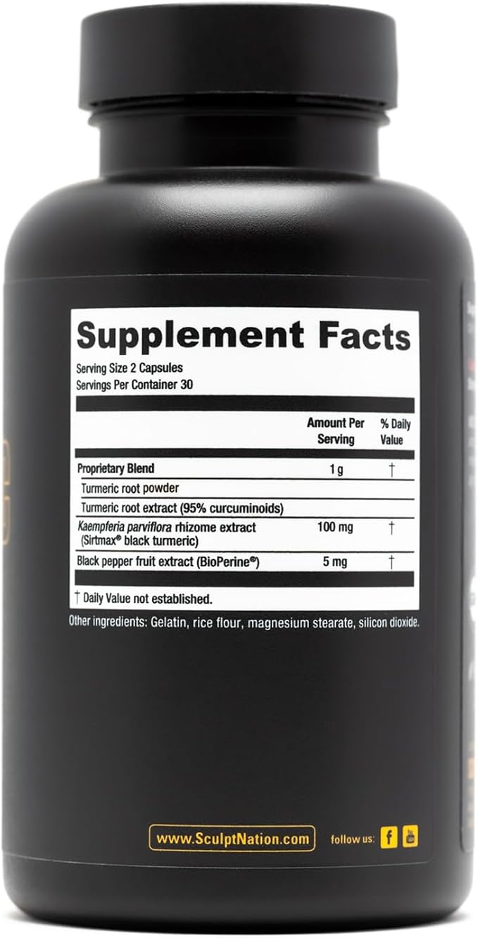 Sculpt Nation by V Shred Powerful Turmeric Supplement - Turmeric Curcumin with Black Pepper & Patented Ingredients for Joint Health - 30-Day Supply