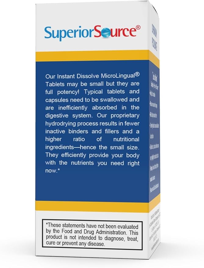 Superior Source Chromium Picolinate - Supplement Formula Supports Healthy Sugar Metabolism - 500 mcg, 50 Instant Dissolve Tablets