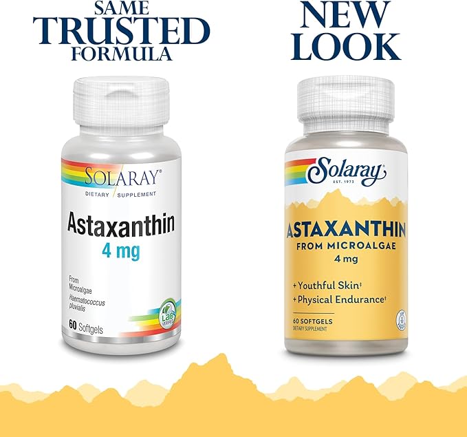 SOLARAY Astaxanthin 4 mg | Antioxidant | Healthy Eye, Skin, Cardiovascular Function & Joint Support | 60 Softgels